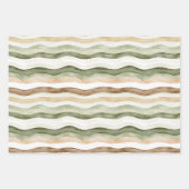 Feuille De Papier Cadeau Brown Cream Green Stripes Daisies Birthday (Devant)