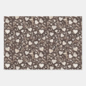 Feuille De Papier Cadeau Brown Cream Hearts Red Lips Baisers Réception de M (Devant)