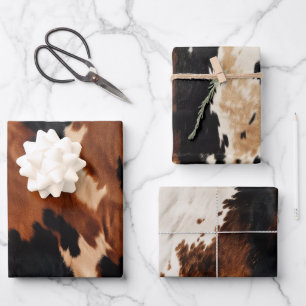 Feuille De Papier Cadeau Brown Crème Noir Vache du Sud-Ouest