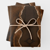 Feuille De Papier Cadeau Brown Rose  Or Parties scintillant Agate Abstrait (En situation)