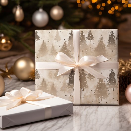 Feuille De Papier Cadeau Brown Russe Pin d'hiver de Noël