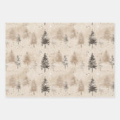 Feuille De Papier Cadeau Brown Russe Pin d'hiver de Noël (Devant)