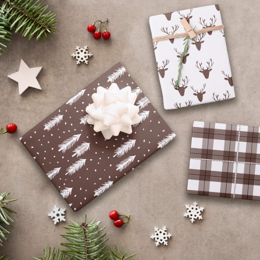 Feuille De Papier Cadeau Brown Rustique Vacances Motifs Bois Plaid