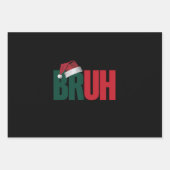 Feuille De Papier Cadeau Bruh Mème Drôle Dire Bro Salutation Noël (Devant)