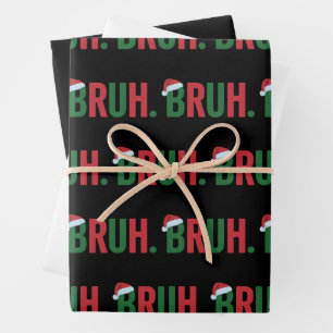 Feuille De Papier Cadeau Bruh Noël Mème Cool Tendance Sarcastique Xmas