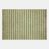 Feuille De Papier Cadeau Brûlons Rustiques Pois verts rayures solides (Devant 3)