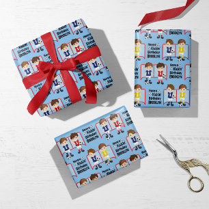 Feuille De Papier Cadeau Brunette Boy Soccer Personnalisé