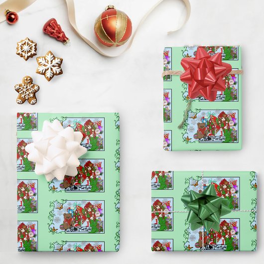 Feuille De Papier Cadeau Brunette Noël Présent Fée