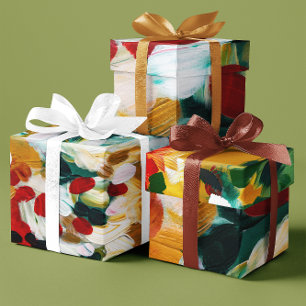 Feuille De Papier Cadeau Brushstrokes Festive Abstrait Arrière - plan de No