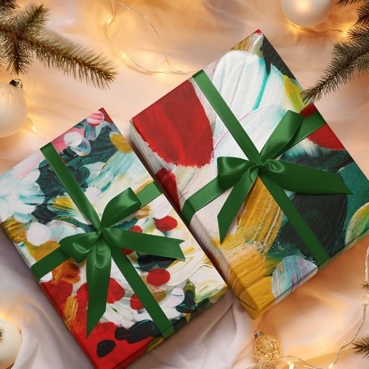 Feuille De Papier Cadeau Brushstrokes Festive Abstrait Arrière - plan de No