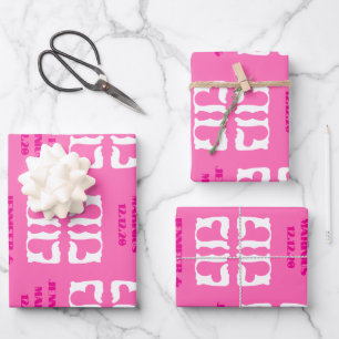 Feuille De Papier Cadeau Bubblegum Coeurs rose et blanc