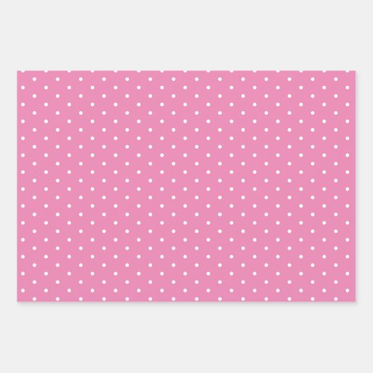 Feuille De Papier Cadeau Bubblegum Pink Polka Point Large rayé et solide (Devant 2)