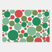 Feuille De Papier Cadeau Bubbly Mod Dots Rétro Noël Motif Rouge Vert (Devant 3)