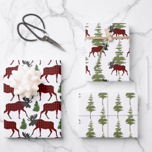 Feuille De Papier Cadeau Buffalo Check Bull Moose (Recto)