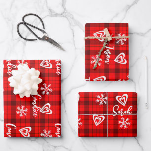 Feuille De Papier Cadeau Buffalo Love Hearts Snowflakes Personnalisé