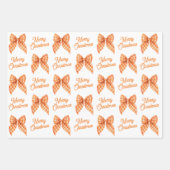 Feuille De Papier Cadeau Buffalo Plaid Bows Sage Peach Blue Joyeux Noël (Devant 2)
