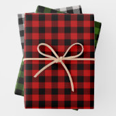 Feuille De Papier Cadeau Buffalo Plaid Motif set Holiday Christmas (En situation)