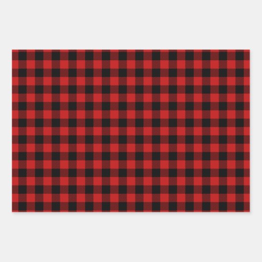 Feuille De Papier Cadeau Buffalo Plaid Motif set Holiday Christmas (Devant)