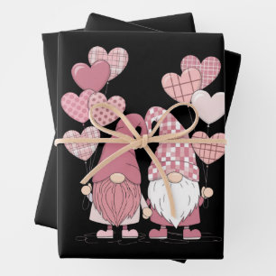 Feuille De Papier Cadeau Buffalo rose Plaid Heart Gnomes Saint-Valentin