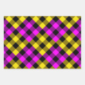 Feuille De Papier Cadeau Buffle à courtepointe rose et jaune Plaid (Devant)