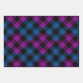 Feuille De Papier Cadeau Buffle de surface violet et bleu Plaid Holiday (Devant)