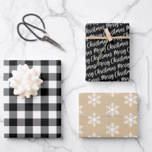 Feuille De Papier Cadeau Buffle noir rustique Joyeux Noël