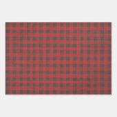 Feuille De Papier Cadeau Buffle rouge et gris plaid (Devant)