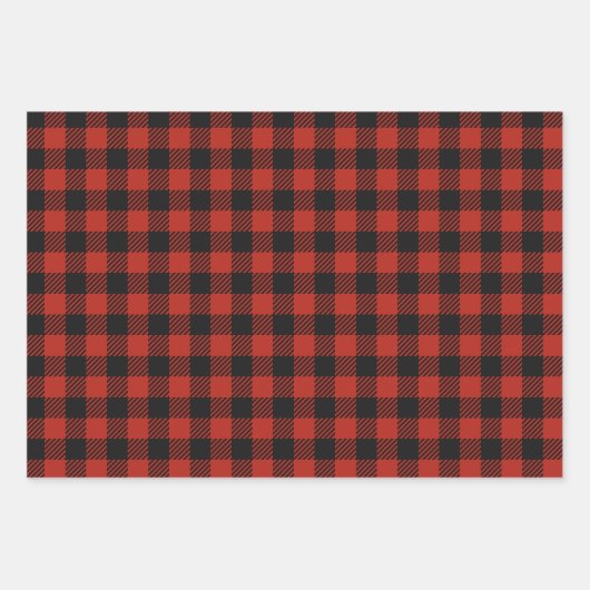 Feuille De Papier Cadeau Buffle rustique classique en rouge, vert et blanc (Devant 2)