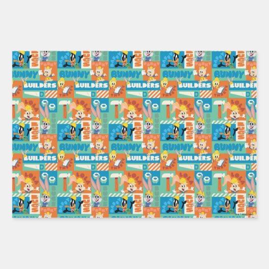 Feuille De Papier Cadeau BUGS BUNNY BUILDERS™| Character Grid Pattern (Devant 3)