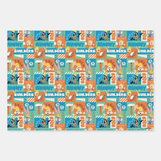 Feuille De Papier Cadeau BUGS BUNNY BUILDERS™| Character Grid Pattern (Devant)
