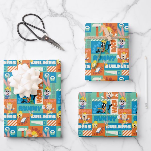 Feuille De Papier Cadeau BUGS BUNNY BUILDERS™| Character Grid Pattern (Recto)