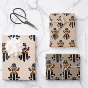 Feuille De Papier Cadeau Bulldog Biker équitation Moto amusant