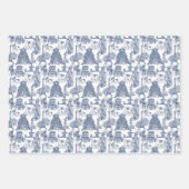 Feuille De Papier Cadeau BULLDOG FRANÇAIS Toile Bleue (Devant 3)