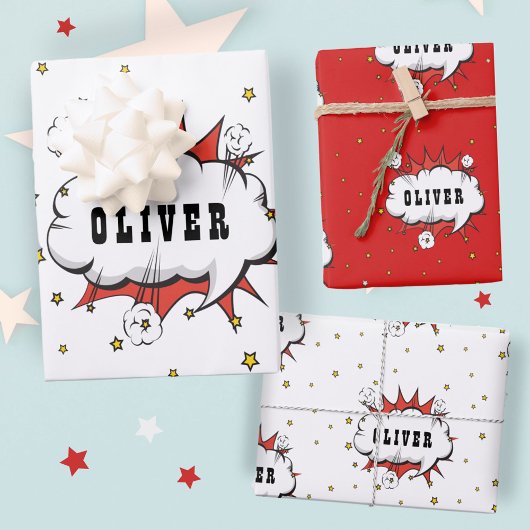 Feuille De Papier Cadeau Bulle de dialogue de bande dessinée de super-héros