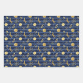 Feuille De Papier Cadeau Bulles Abstraites Gold Snowflake Holiday Blue (Devant 3)