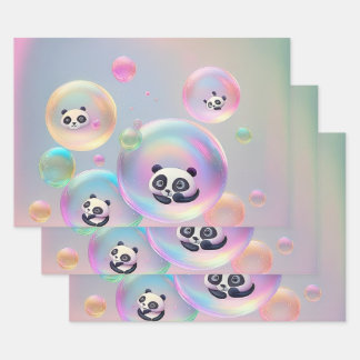 Feuille De Papier Cadeau Bulles de l'ours de Panda