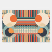 Feuille De Papier Cadeau Bulles rétro Cercles et bandes 338 (Devant 3)