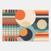 Feuille De Papier Cadeau Bulles rétro Cercles et bandes 338 (Devant)