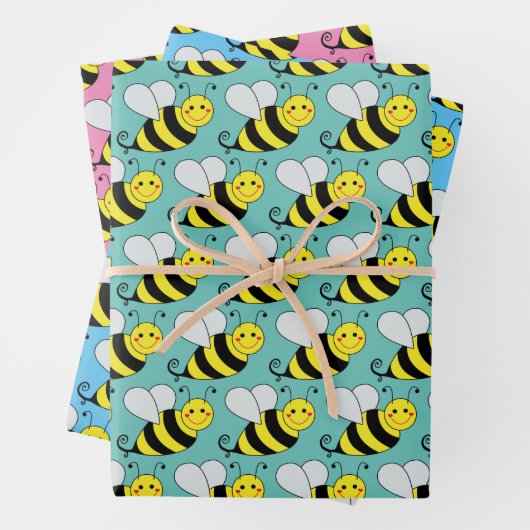Feuille De Papier Cadeau Bumble Bee Différente couleur (En situation)