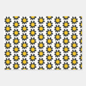 Feuille De Papier Cadeau Bumble Bee Fleurs Jaunes Noires (Devant 2)