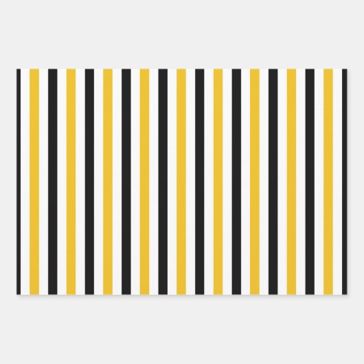 Feuille De Papier Cadeau Bumble Bee, Peigne de miel, Rayures & Points (Devant)