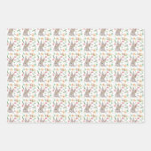 Feuille De Papier Cadeau Bunnies avec fleurs (Devant 2)