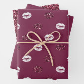 Feuille De Papier Cadeau Burgundy rose Parties scintillant rouge blanc Bais (En situation)
