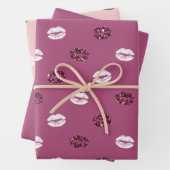 Feuille De Papier Cadeau Burgundy rose Parties scintillant rouge blanc Bais (En situation)
