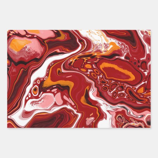 Feuille De Papier Cadeau Burgundy White Digital Fluid Art (Devant 3)