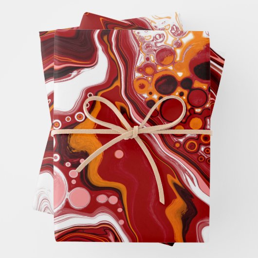 Feuille De Papier Cadeau Burgundy White Digital Fluid Art (En situation)