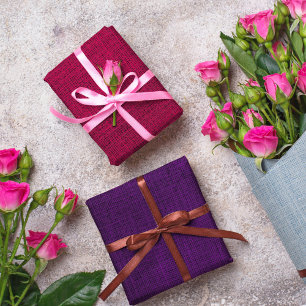 Feuille De Papier Cadeau Burlap Réaliste Rustique Bourgogne Lavande & Viole