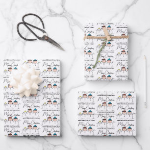 Feuille De Papier Cadeau cacahuètes 3 Personne Snowman
