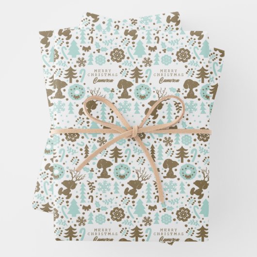 Feuille De Papier Cadeau cacahuètes | Snoopy Frosty Motif de Noël (En situation)