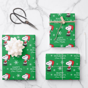 Feuille De Papier Cadeau cacahuètes Snoopy Santa Claus